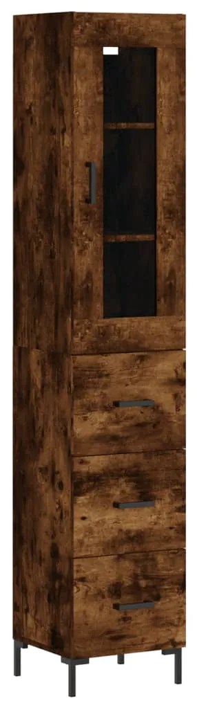 3199238 vidaXL Dulap înalt, stejar fumuriu, 34,5x34x180 cm, lemn prelucrat