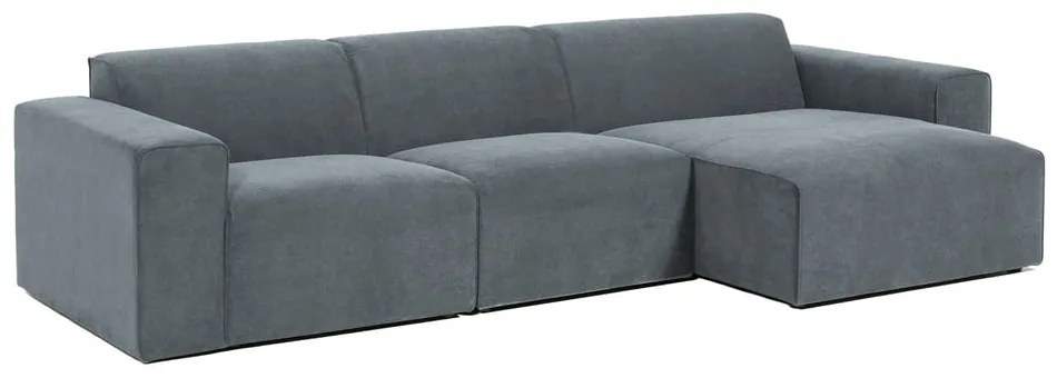 Colțar gri cu tapițerie din catifea reiată (cu colț pe partea dreaptă) Sting – Scandic