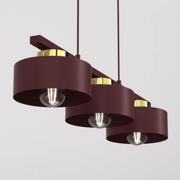 Lustră cu cablu MARTI 3xE27/15W/230V bordo/auriu