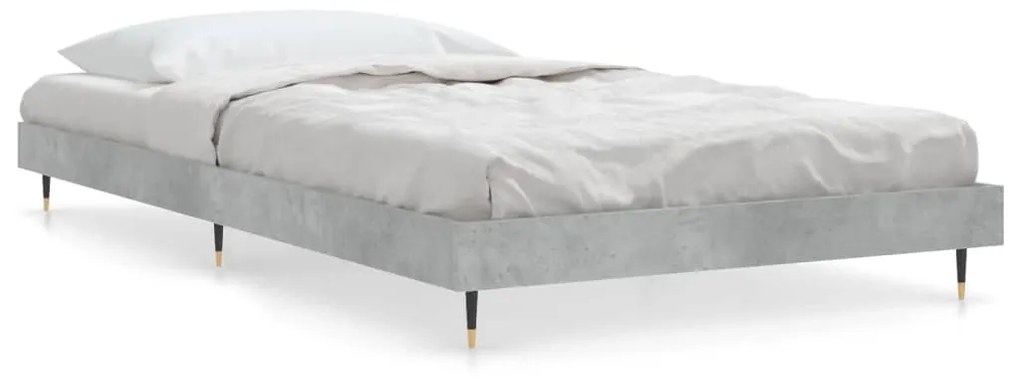 832169 vidaXL Cadru de pat, gri beton, 90x200 cm, lemn prelucrat