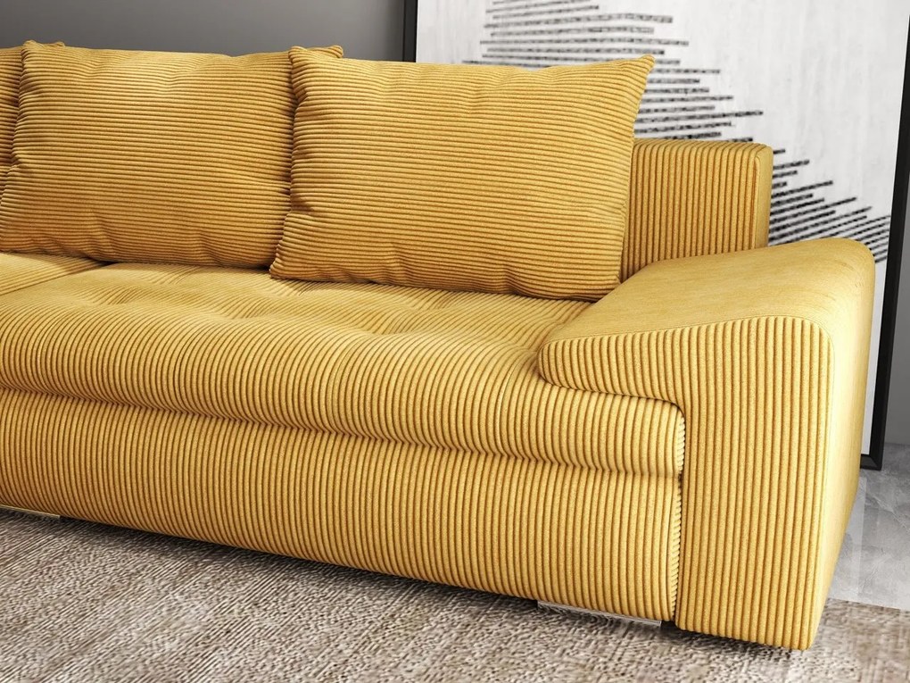 Colțar extensibil dumonde cu ladă de depozitare si sezut confortabil din spuma high-density, Leonardo Zoom Mustar 260x185 cm