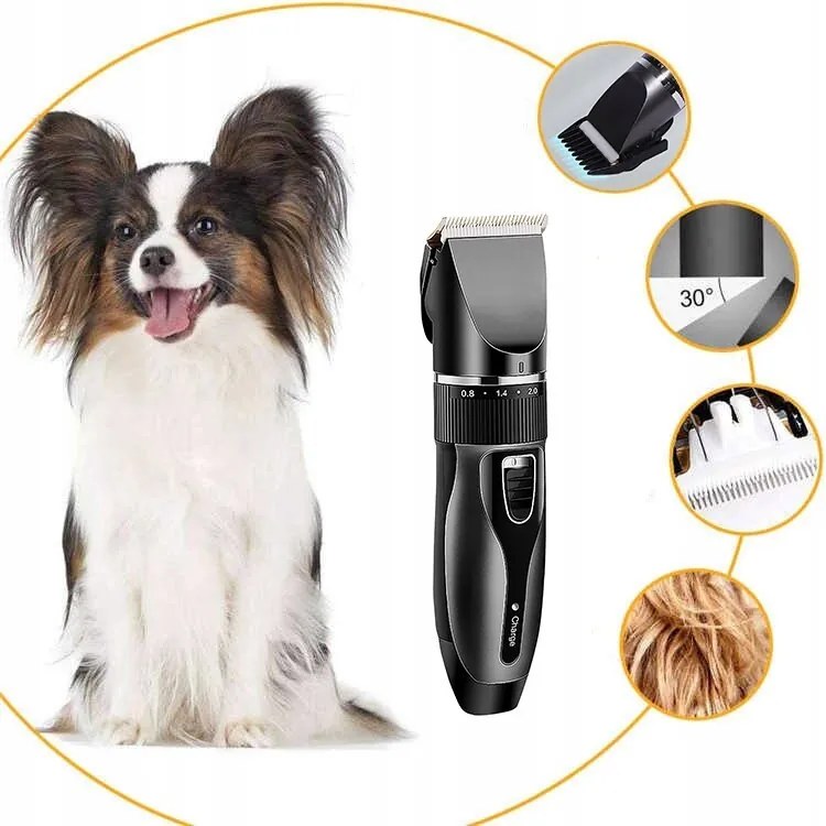 Aparat de tuns profesional pentru cani cu acumulator, lama titan + ceramica, incarcare USB, culoare Neagra, model AVX-WT-BLACK-T10