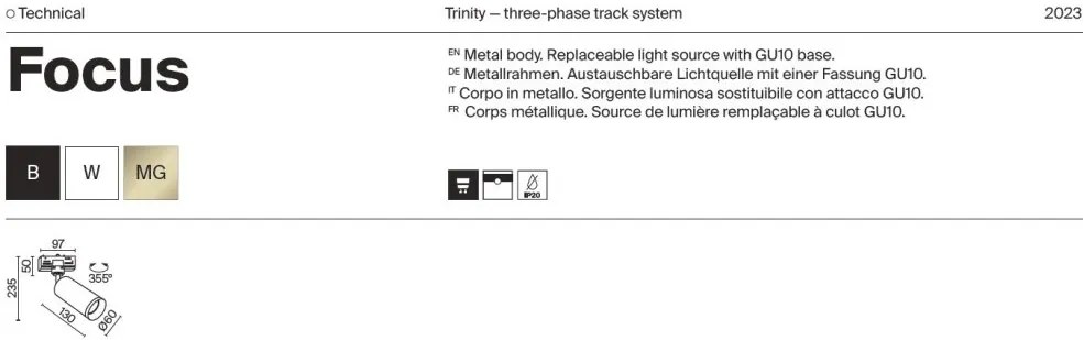 Spot, accesoriu pentru sinele trifazate Trinity, Focus alb