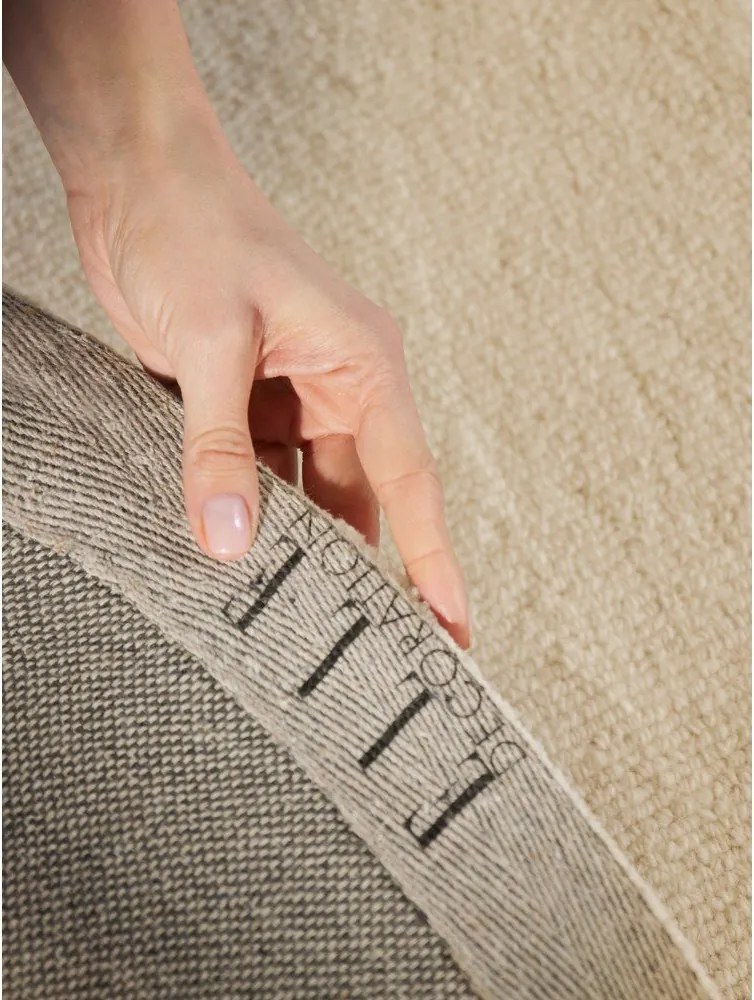 Covor bej țesut manual rotund din lână ø 200 cm Puristic Knots – Elle Decoration