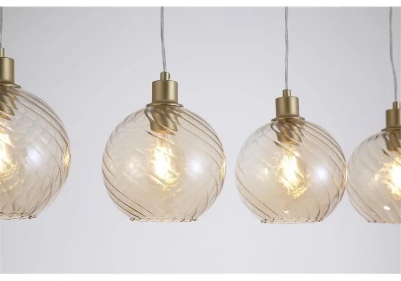 Lustra cu 4 pendule metal auriu, sticla champanie Radiance