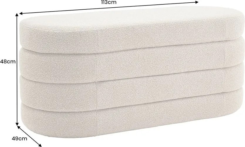 Bancheta cu spatiu de depozitare, Tesatura Boucle Taupe, VOQUE 115cm A-46684 VC