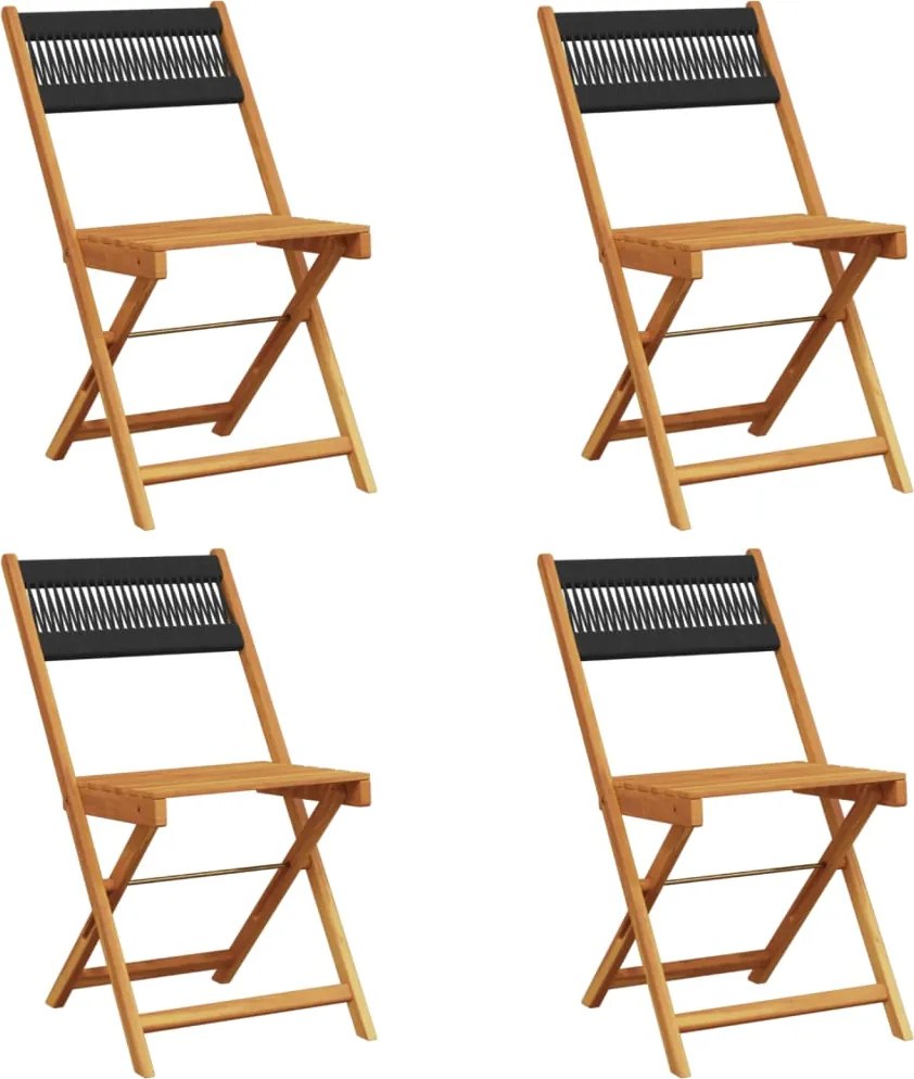 vidaXL Scaune de grădină pliabile, 4 buc., negru, lemn masiv acacia