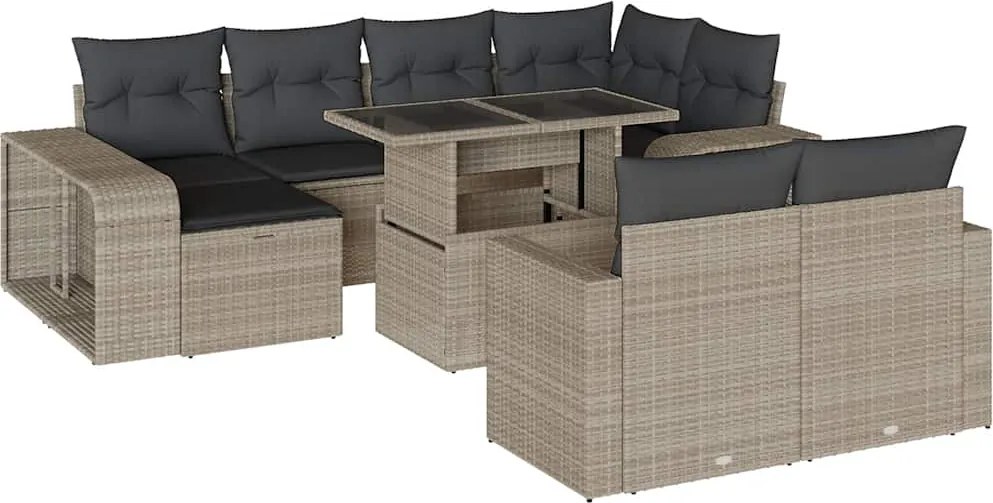 vidaXL Set canapele de grădină cu perne, 11 piese, gri, poliratan