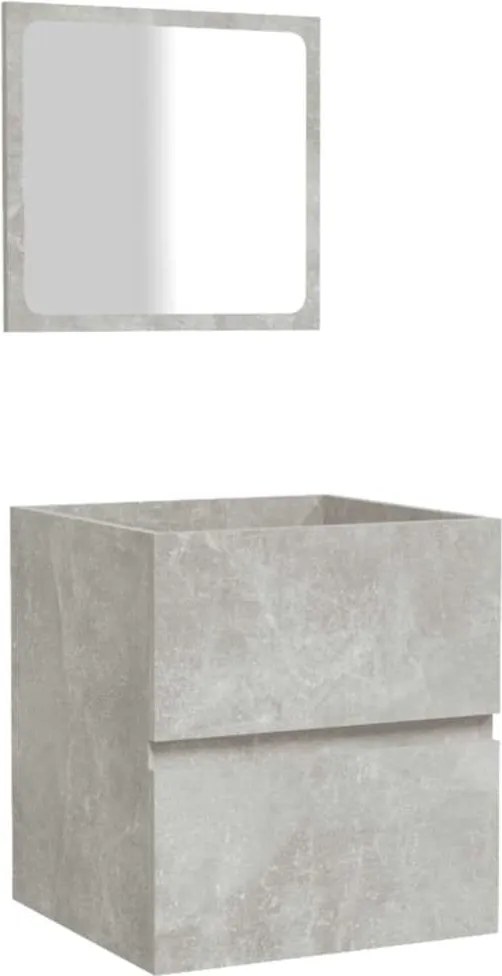 vidaXL Dulap de baie cu oglindă, gri beton, lemn prelucrat