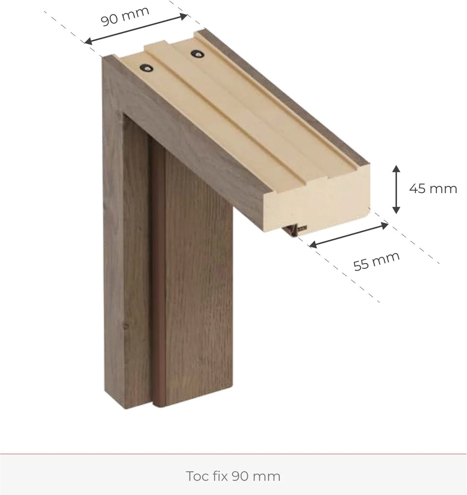 Usa HDF cu toc reglabil din MDF PAL - Colectia SONG 5.3 - Culoare Nuc Toc fix drept 90mm, Nuc Clasic, Folie Decor