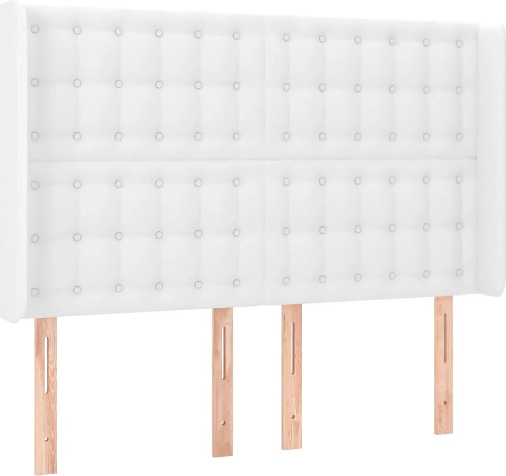vidaXL Tăblie de pat cu aripioare, alb, 147x16x118/128 cm, piele eco