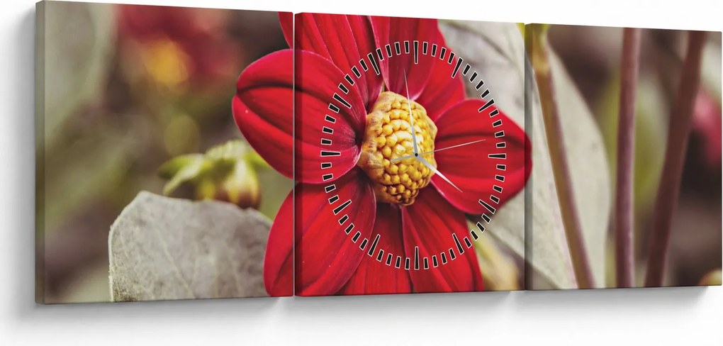 Tablou cu floare (cu ceas) (90x30 cm)