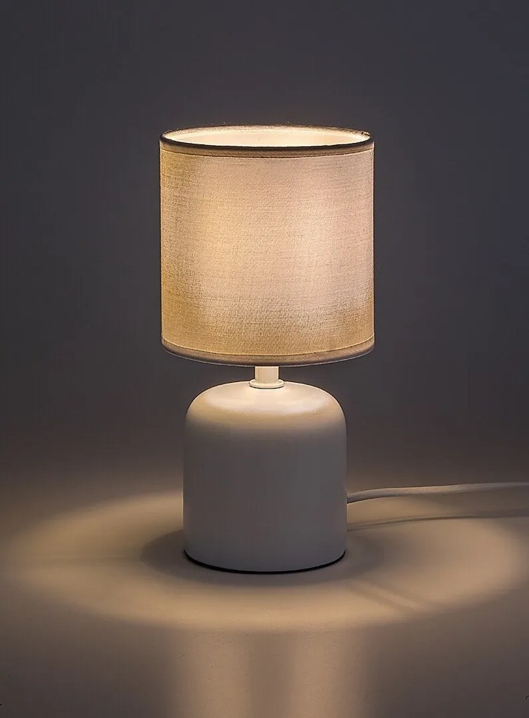 Lampa de masa ceramica si abajur alba Daphni