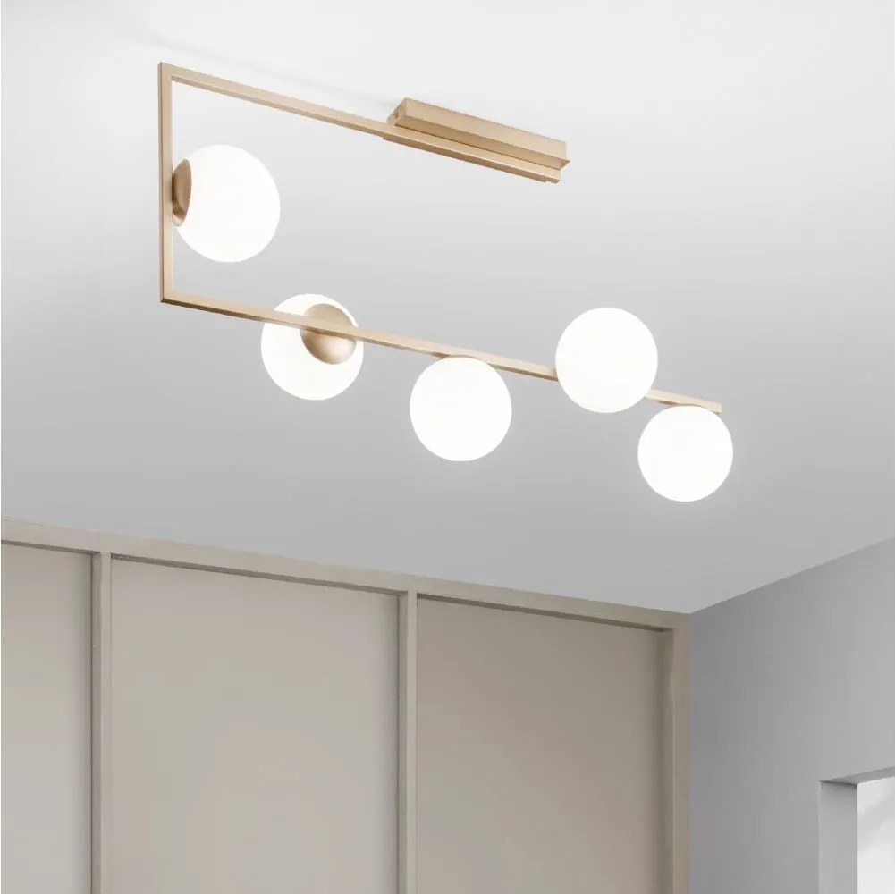 Ondaluce - Candelabru cu tijă MONILE 5xE14/10W/230V auriu/alb