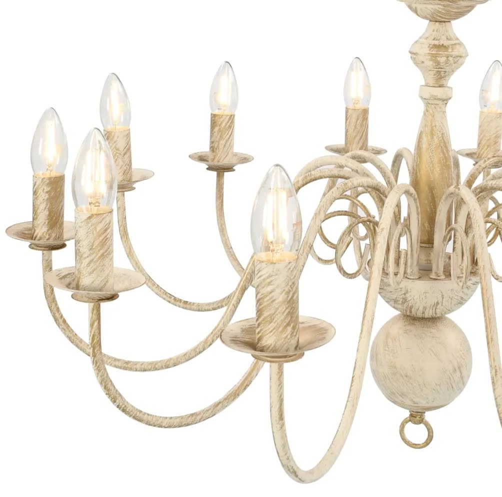 Candelabru, alb vintage, 12 becuri E14 1, Alb, 1