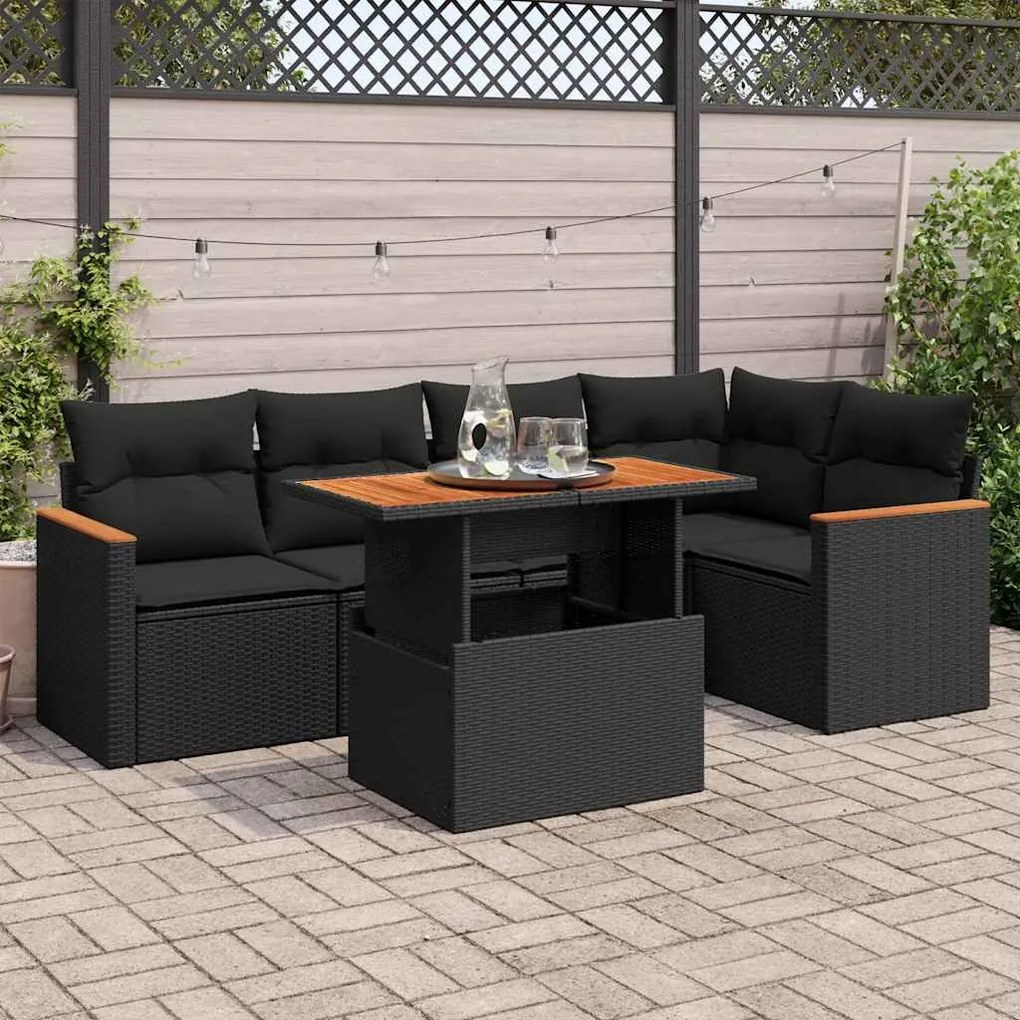 3327485 vidaXL Set mobilier de grădină cu perne, 5 piese,poliratan/lemn acacia