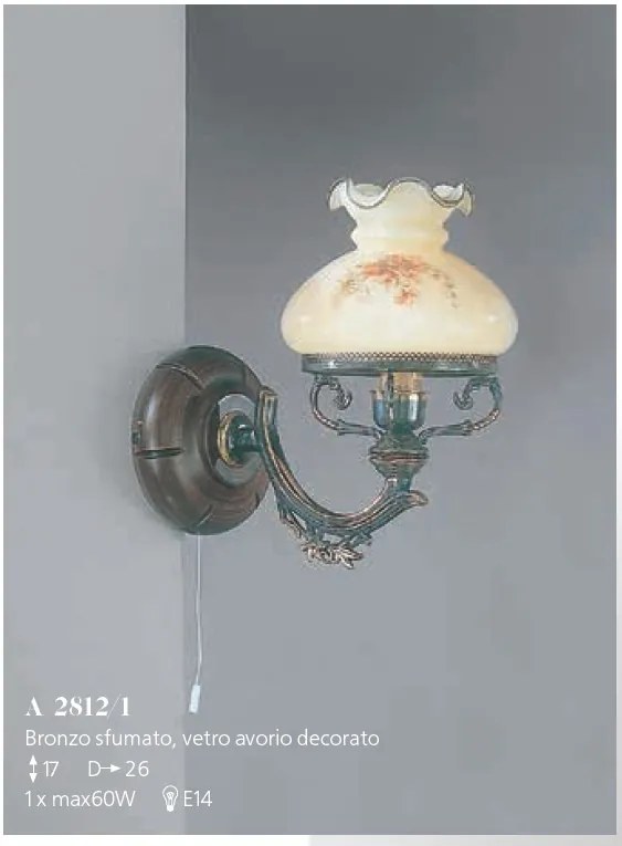 Aplica de perete design italian din alama cu lemn 2812