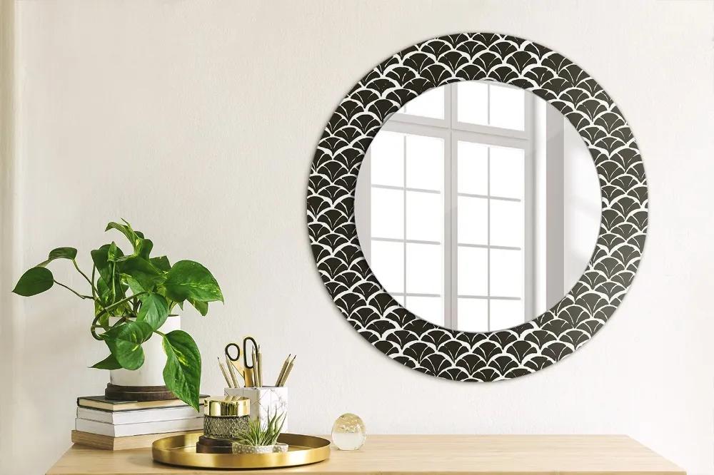 Oglinda rotunda rama cu imprimeu Scale orientale