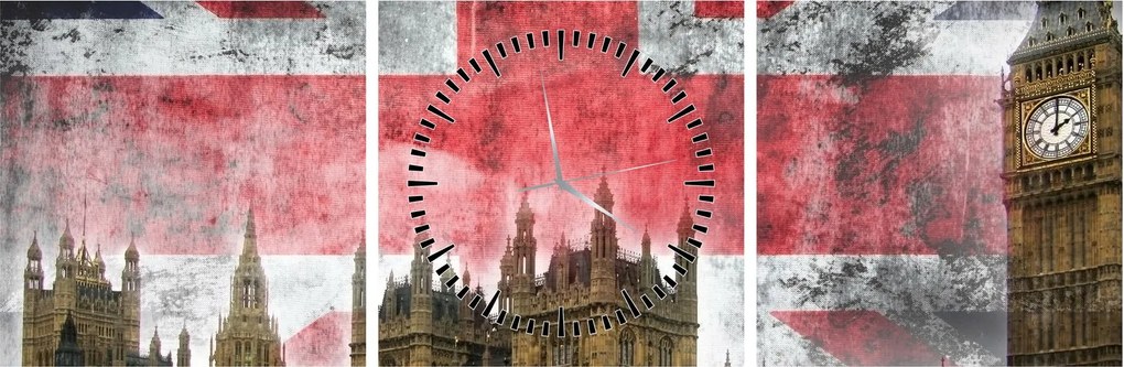 Tablou - Londra (cu ceas) (90x30 cm)