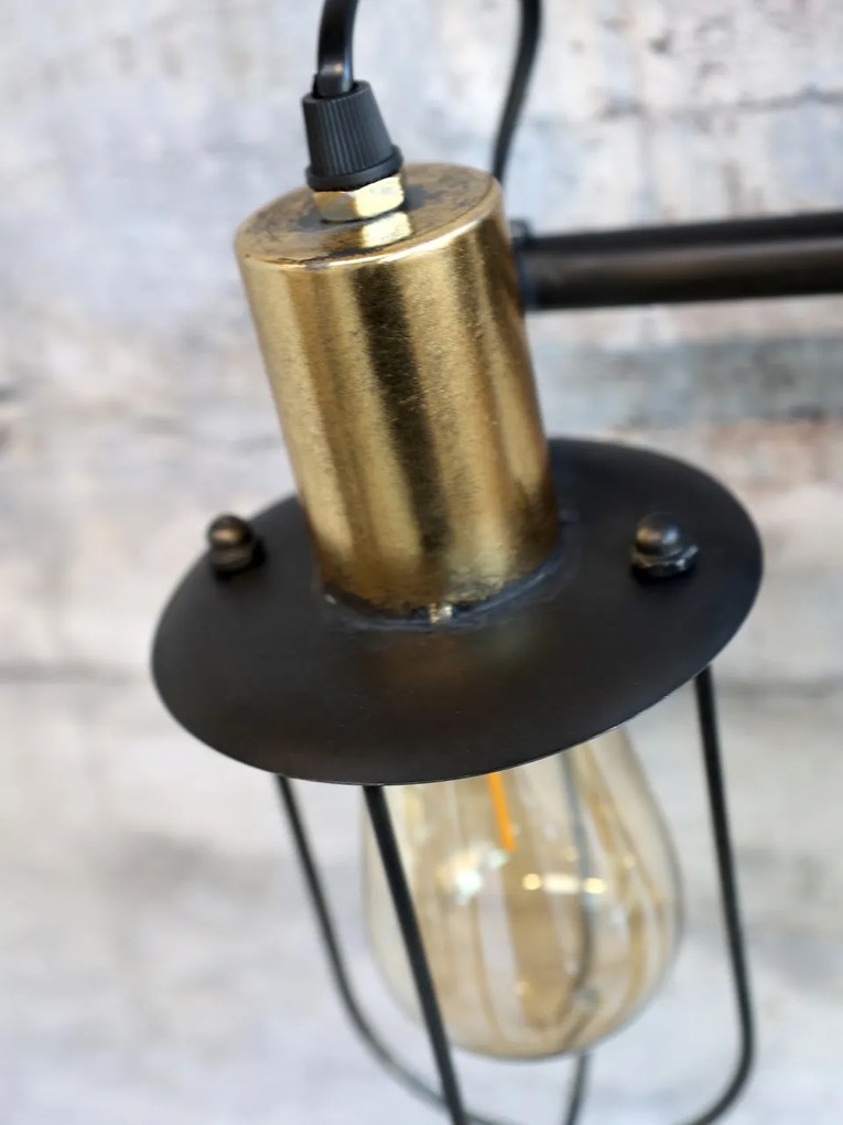 Aplică de perete din metal, cu 3 surse de lumină, finisaj negru antichizat, Factory