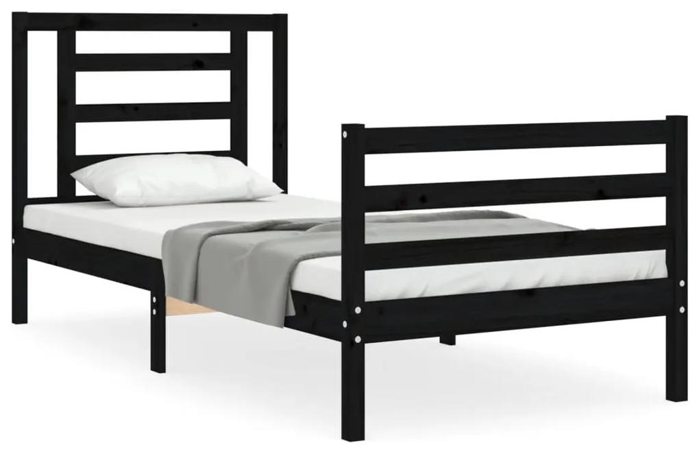 3194695 vidaXL Cadru de pat cu tăblie, negru, 100x200 cm, lemn masiv