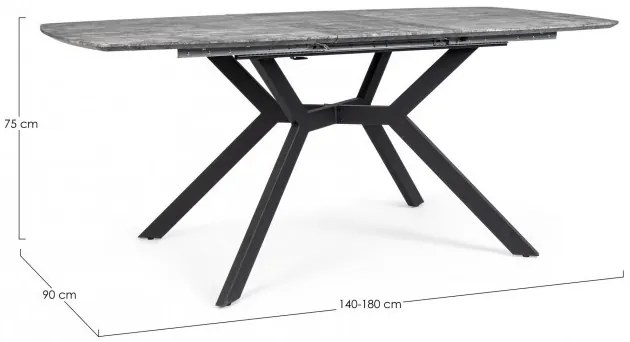 Masa dining extensibila pentru 8 persoane finisaj beton din MDF melaminat, 140-180 cm, Dominik Bizzotto