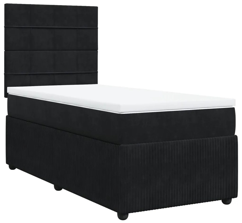 3292192 vidaXL Pat box spring cu saltea, negru, 80x200 cm, catifea