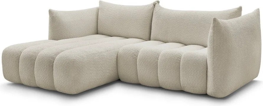 Colțar bej cu tapițerie din țesătură bouclé (cu colț pe partea stângă/cu șezlong) Azra – Bobochic Paris