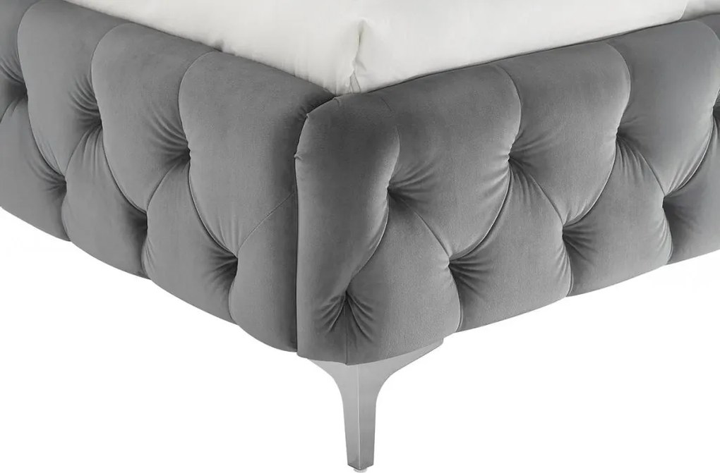 Pat elegant tapitat cu catifea gri MODERN BAROCK 160x200cm A-46161 VC