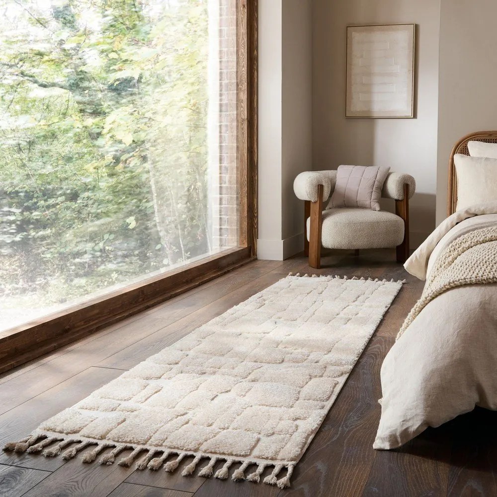 Covor tip traversă crem 80x300 cm Esra Cobbled – Flair Rugs