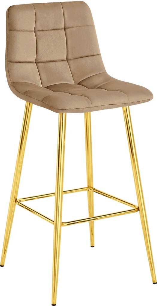 Scaun Bar Simon Catifea Maro Picioare Metalice Finisaj Auriu