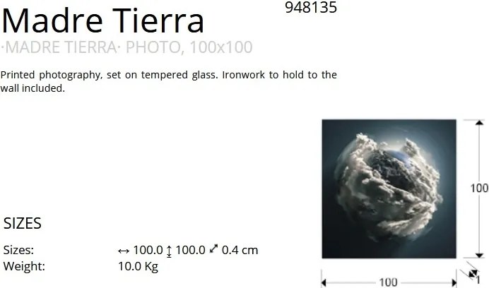 Tablou decorativ, imagine imprimata pe sticla calita Madre Tierra 100x100cm SV-948135