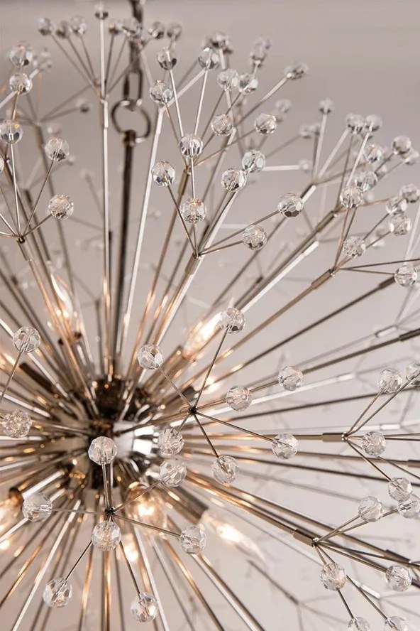 Candelabru LUX design modern DUNKIRK nichel lucios, cu 8 surse de lumina