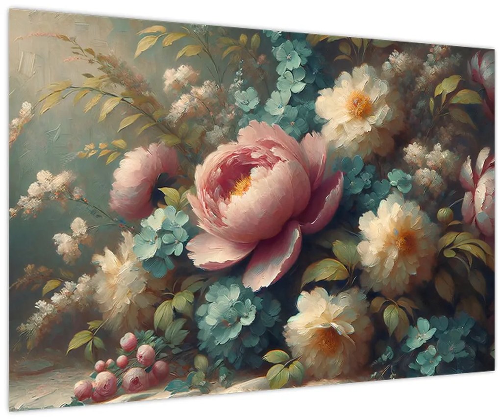 Tablou - Natură moartă cu flori - pictură (90x60 cm)