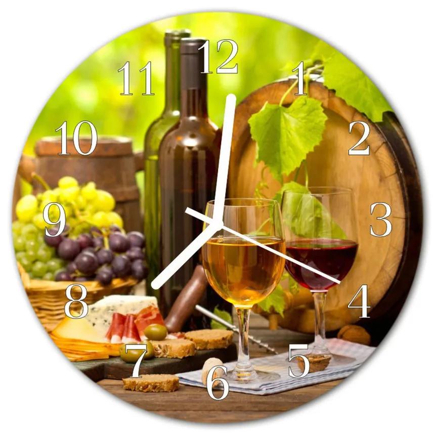 Ceas de perete din sticla rotund Vin Struguri Alimente și băuturi Struguri Multi-colorat