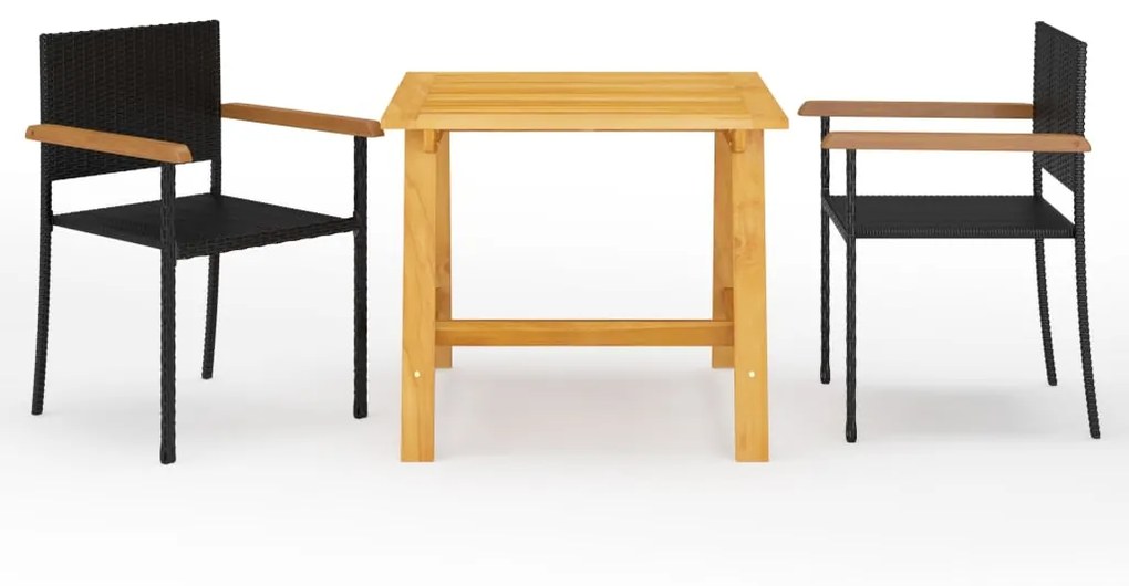 vidaXL Set de masă pentru grădină, 3 piese, negru