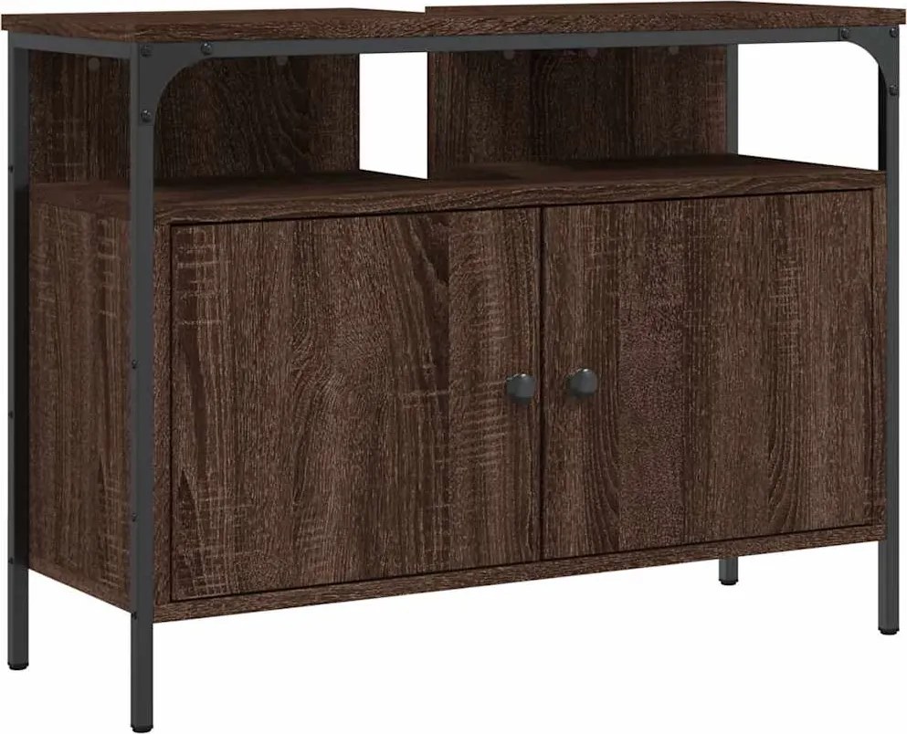 vidaXL Dulap chiuvetă de baie, stejar maro, 80x30x60 cm lemn prelucrat