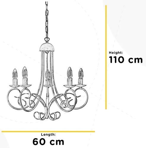 ONLI - Candelabru suspendat POMPEI, 5xE14/6W/230V, crem