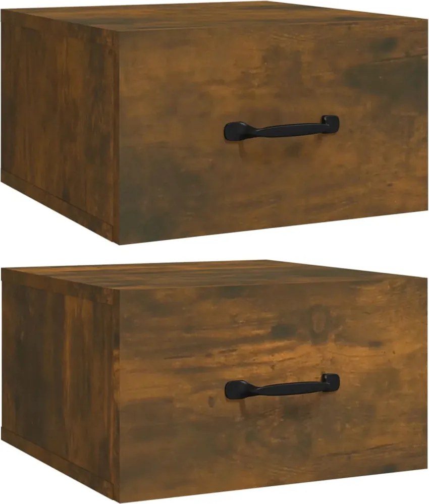 vidaXL Noptiere de perete, 2 buc., stejar fumuriu, 35x35x20 cm