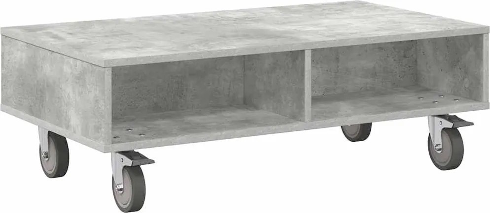 vidaXL Masă laterală cu roți Gri din beton 90 x 50 x 30 cm