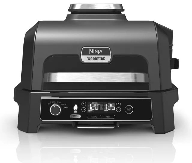 Gratar electric Ninja OG850EU, 1700W, 4 programe, 45x29 cm, 240°C, Ceramica Plocha, Tehnologie Woodfire, IPX4, Negru