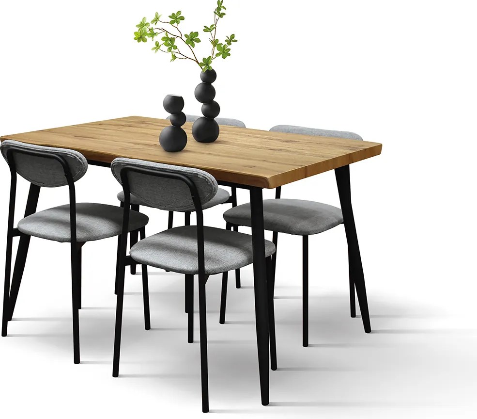 Set Gina masă 120 cm fixă + 4 scaune
