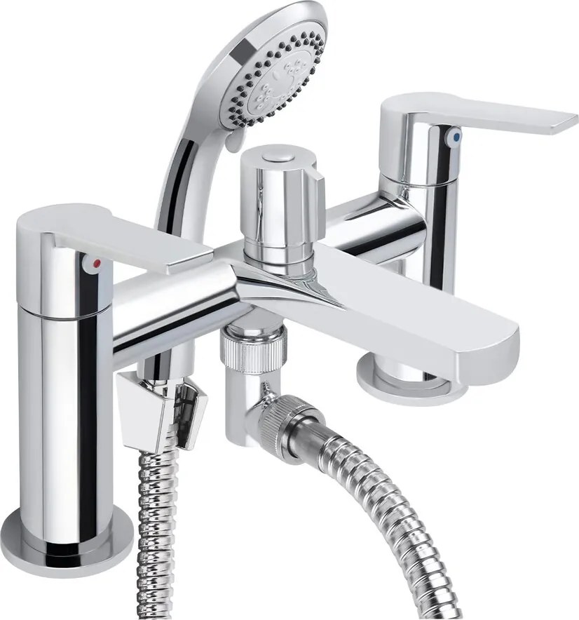 Baterie cada-dus Rubineta Uno dubla comanda crom lucios cu set de dus para 3 functii