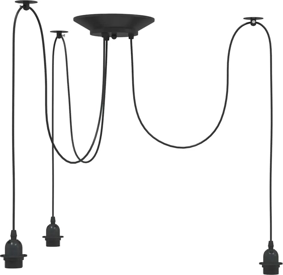 vidaXL Lampă suspendată cu 3 suporturi E27 metal negru