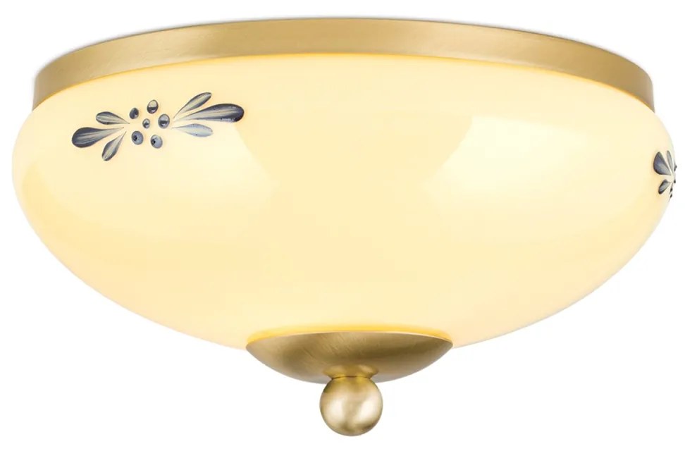 Plafoniera clasica Landhaus 21cm alama satin/ sticla champagne decor albastru