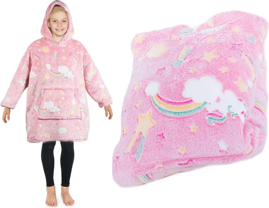 Hanorac pentru copii care strălucește în întuneric - pink