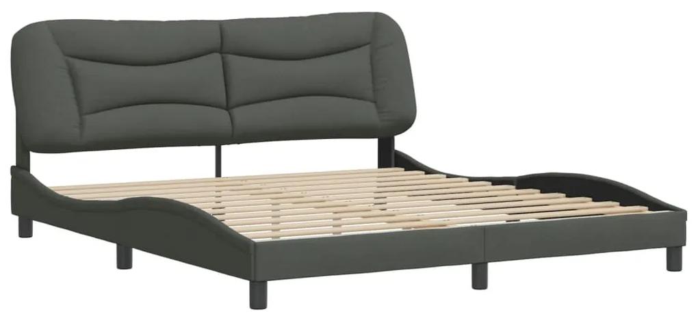 3207787 vidaXL Cadru de pat cu tăblie, gri închis, 180x200 cm, textil