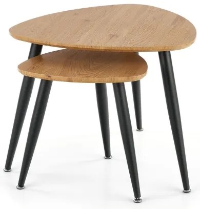 SET 2x măsuță laterală NICEA d. 40/60 cm stejar auriu/negru