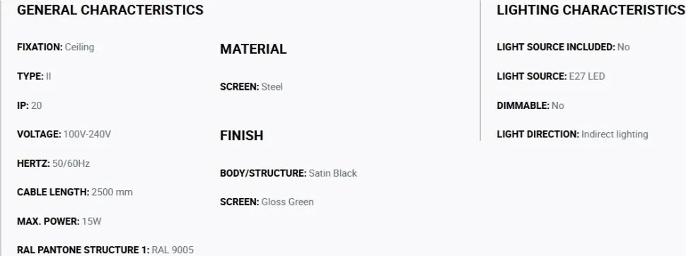 Lustra suspendata metal TATAWIN M 5L negru, verde