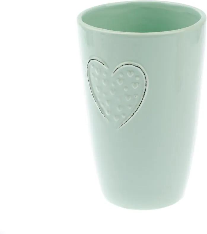 Vază din ceramică Dakls Hearts Dots, înălțime 18,3 cm, verde mentă